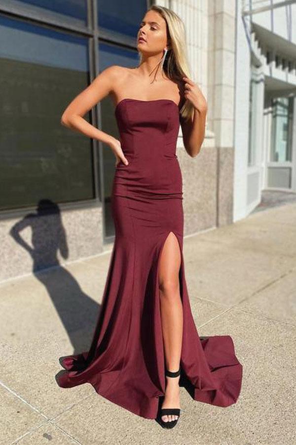 burgundy dress formal